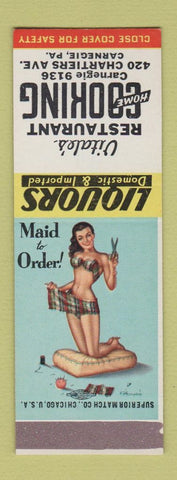 Matchbook Cover - Vitale's Restaurant Carnegie PA pinup SAMPLE