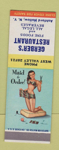 Matchbook Cover - Gerber's Restaurant Ashford Hollow NY pinup SAMPLE