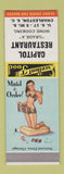 Matchbook Cover - Capitol Restaurant Charleston SC pinup SAMPLE