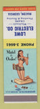 Matchbook Cover - Lowe Electric Macon GA pinup SAMPLE