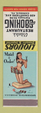 Matchbook Cover - Vitale's Restaurant Carnegie PA pinup SAMPLE