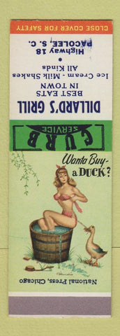 Matchbook Cover - Dillard's Grill Pacolee SC pinup SAMPLE
