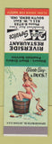 Matchbook Cover - Riverside Restaurant South Bend IN pinup SAMPLE