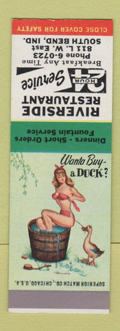 Matchbook Cover - Riverside Restaurant South Bend IN pinup SAMPLE
