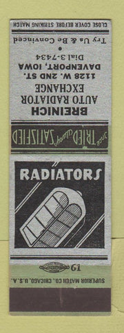 Matchbook Cover - Breinich Auto Radiator Exchange Davenport IA