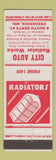Matchbook Cover - City Auto Radiator Works Frederick MD