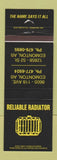 Matchbook Cover - Reliable Radiator Service Edmonton AB