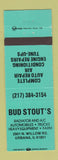 Matchbook Cover - Bud Stout's Radiator AC Service Urbana IL TEAL