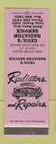 Matchbook Cover - Cecil's Radiator Service Long Beach CA LAVENDER