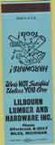 Matchbook Cover - Lilbourn Lumber Hardware Niles MI SAMPLE