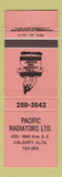 Matchbook Cover - Pacific Radiators Calgary AB