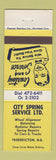 Matchbook Cover - City Spring Service Fredericton NB