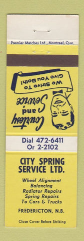 Matchbook Cover - City Spring Service Fredericton NB