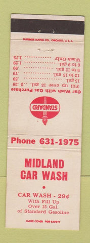 Matchbook Cover - Standard oil gas Midland Car Wash