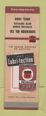 Matchbook Cover - Phillips 66 oil gas Ames IA Sorenson