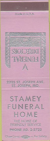 Matchbook Cover - Stamey Funeral Home St Joseph MO SAMPLE
