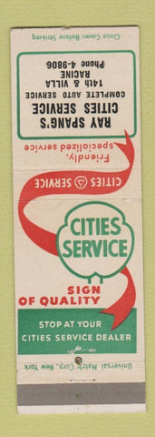 Matchbook Cover - Cities oil gas Ray Sprang's Racine WI