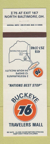 Matchbook Cover - Union 76 oil gas Buckeye North Baltimore OH