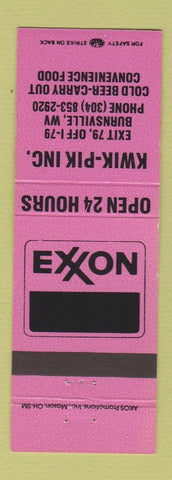 Matchbook Cover - Exxon oil gas Kwik Pik Burnsville WV