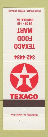 Matchbook Cover - Texaco oil gas Food Mart Osceola IA