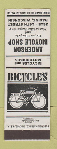Matchbook Cover - Anderson Bicycle Motorcycle Shop Racine WI