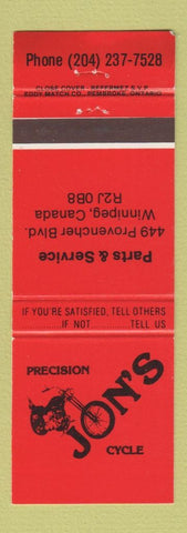 Matchbook Cover - Jon's Motorcycle Shop Winnipeg MB