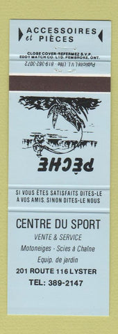 Matchbook Cover - Centre Du Sport Lyster QC BLUE
