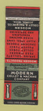 Matchbook Cover - Modern Collet and Machine Ecorse MI Standard Match WEAR