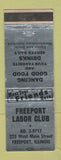 Matchbook Cover - Freeport Labor Club Freeport IL