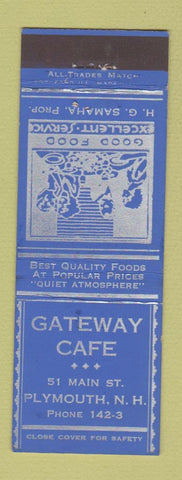 Matchbook Cover - Gateway Cafe Plymouth NH