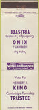 Matchbook Cover - Herbert King Trustee Cambridge Township WEAR