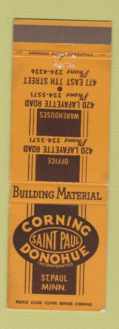 Matchbook Cover - Corning Donohue Lumber St Paul MN