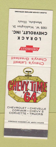 Matchbook Cover - 1964 Chevrolet Lorack Mendota IL