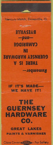 Matchbook Cover - Guernsey Hardware paint Cambridge Byesville