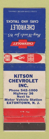 Matchbook Cover - 1965 Chevrolet Kitson Eatontown NJ WEAR