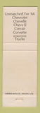 Matchbook Cover - 1966 Chevrolet Weiler Egg Harbor City NJ