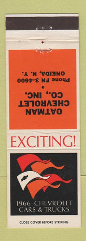 Matchbook Cover - 1966 Chevrolet Oatman Oneida NY