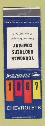 Matchbook Cover - 1967 Chevrolet Youngman Brothers Lakeview MI