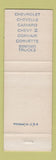 Matchbook Cover - 1967 Chevrolet Youngman Brothers Lakeview MI