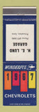 Matchbook Cover - 1967 Chevrolet HE Lund Princeton IA