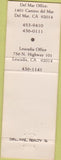 Matchbook Cover - Del Mar Real Estate Co CA Leucadia