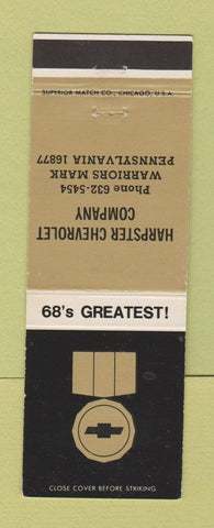 Matchbook Cover - 1968 Chevrolet Harpster Warriors Mark PA