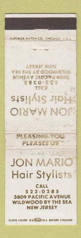 Matchbook Cover - Jon Mario Hair Salon Wildwood NJ WORN