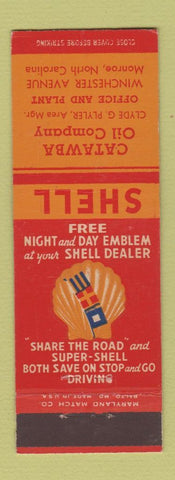 Matchbook Cover - Shell oil gas Catawba Monroe NC
