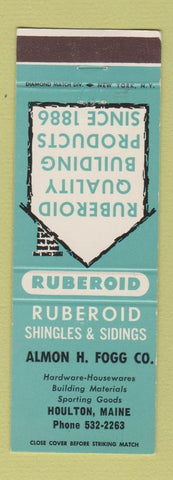 Matchbook Cover - Ruberoid Shingles Siding Almon Fogg Houlton ME