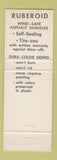 Matchbook Cover - Ruberoid Shingles Siding Almon Fogg Houlton ME