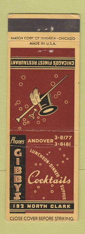 Matchbook Cover - Gibbys Cocktails Chicago IL