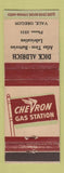 Matchbook Cover - Chevron oil gas Dick Aldrich Vale OR