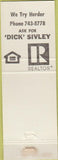 Matchbook Cover - Harold Olsen Realtor Marysville CA blue