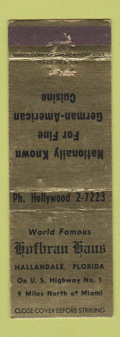 Matchbook Cover - Hofbrau Haus Hallandale FL